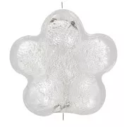 15mm Murano flower bead - crystal and silver leaf x1