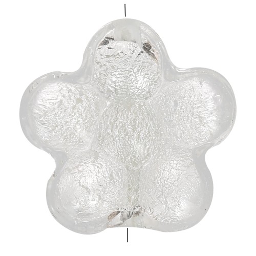 15mm Murano flower bead - crystal and silver leaf x1