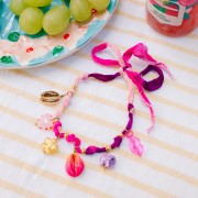 15mm Murano flower bead - crystal and silver leaf x1