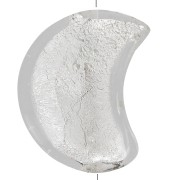 17x13.5mm Murano moon bead - crystal and silver leaf x1|raw }}