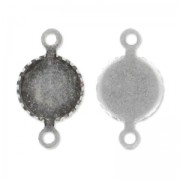 Spacer cabochon setting for flat 6mm cab silver tone vieilli x10