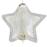 16mm Murano star bead - Crystal and silver leaf x1