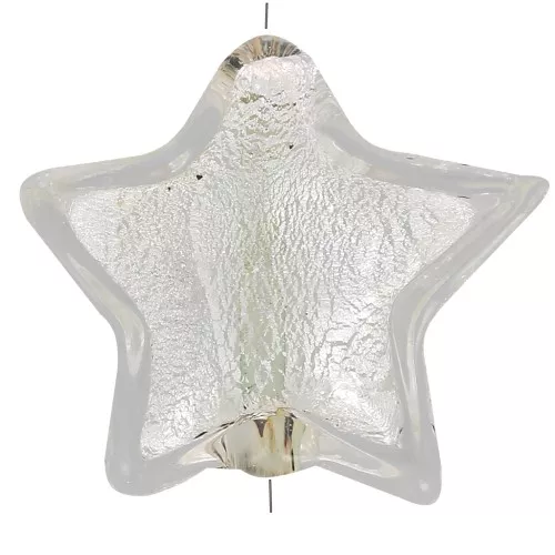 16mm Murano star bead - Crystal and silver leaf x1