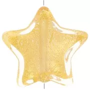 16mm Murano star bead - Crystal and gold leaf x1