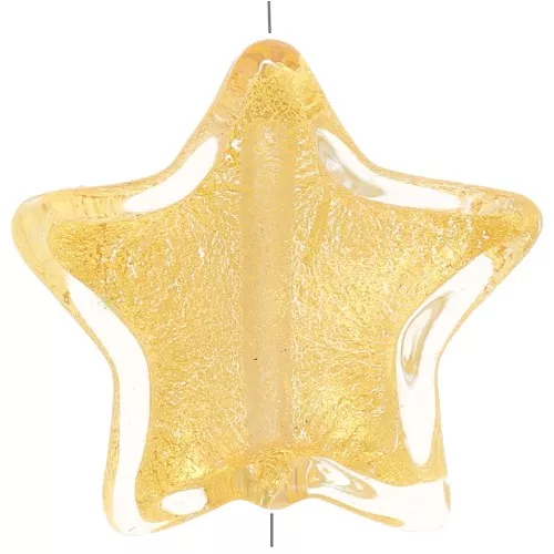 16mm Murano star bead - Crystal and gold leaf x1