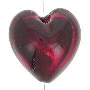 10mm Murano heart bead - Ruby and silver leaf x1|raw }}