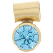 4mm zirconium oxide charm with tube holder - Gold filled - Blue x1