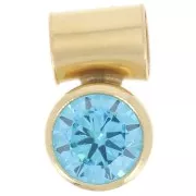 4mm zirconium oxide charm with tube holder - Gold filled - Blue x1