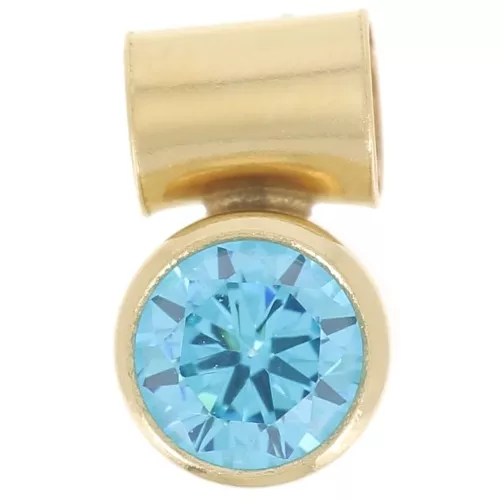 4mm zirconium oxide charm with tube holder - Gold filled - Blue x1