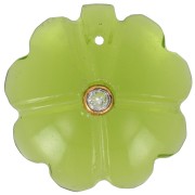 Clover pendant 21 mm imit gem with Fine gold plated setting - Hydro Peridot Crystal
