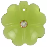 Clover pendant 21 mm imit gem with Fine gold plated setting - Hydro Peridot Crystal