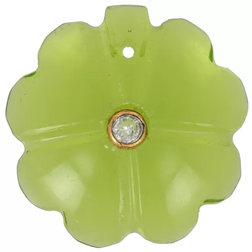 Clover pendant 21 mm imit gem with Fine gold plated setting - Hydro Peridot Crystal