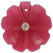 Clover pendant 21 mm imit gem and Fine gold plated setting -Hydro Tourmaline Crystal|raw }}