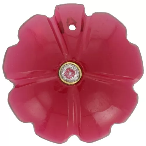 Clover pendant 21 mm imit gem and Fine gold plated setting -Hydro Tourmaline Crystal
