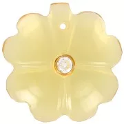 Clover pendant 21 mm imit gem and Fine gold plated setting - Hydro Citrine - Crystal