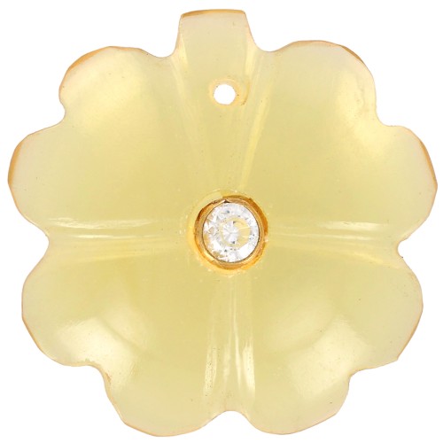 Clover pendant 21 mm imit gem and Fine gold plated setting - Hydro Citrine - Crystal