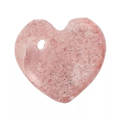 10mm gemstone heart Sequin - Strawberry Quartz x1