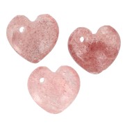 10mm gemstone heart Sequin - Strawberry Quartz x1