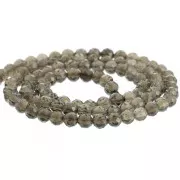 Round faceted beads 4 mm gemstone - Smoky Quartz x39cm