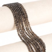 Round faceted beads 4 mm gemstone - Smoky Quartz x39cm