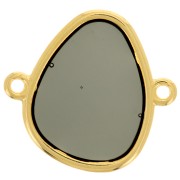 19x20mm Drop spacer 2 rings epoxy resin stained glass effect Golden - Grey x1