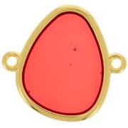 19x20mm Drop spacer 2 rings epoxy resin stained glass effect Golden - Red x1|raw }}