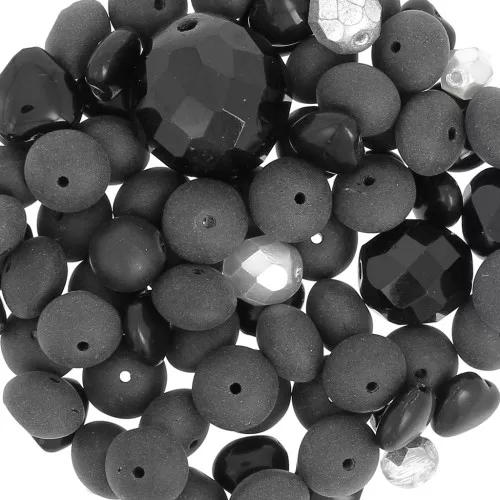 Bohemian beads assortment - Black - Silver x50g
