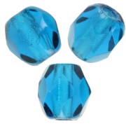 Fire Polished faceted round beads 4mm Capri Blue  x50|raw }}