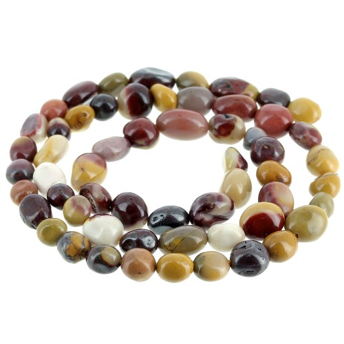 Irregular nugget beads, 6–11 mm, gemstone—Mokaite Jasper x 41 cm