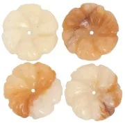 20mm gemstone flower pendant - dyed Jade - Yellow x1