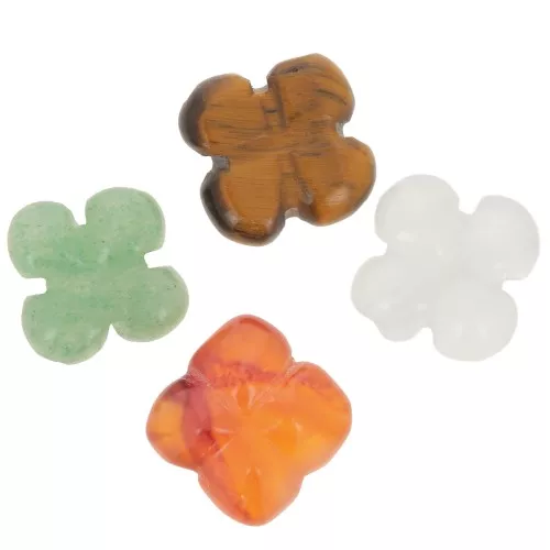 14.5mm Clover gemstone beads - Mix x4