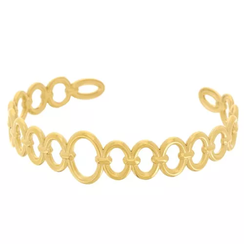 15x150mm Stainless steel 304L Oval rings bangle bracelet - adjustable - Gold x1