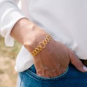 15x150mm Stainless steel 304L Oval rings bangle bracelet - adjustable - Gold x1