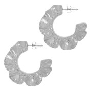 34mm 304L Stainless Steel Flat hammered flower hoop x2|raw }}