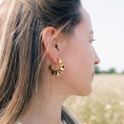 34mm 304L Stainless Steel Flat hammered flower hoop x2