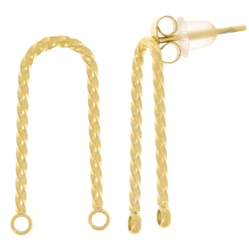 21x9mm 304L stainless steel Bridge earstuds U shape - Gold x2