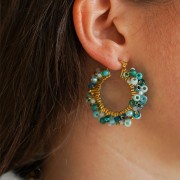 35mm 304L Stainless Steel Round flat textured hoop - Gold x2