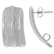 24x12mm 304L Stainless Steel Textured Rectangle Stud Earrings x2