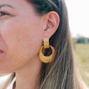 24x12mm 304L Stainless Steel Textured Rectangle Stud Earrings x2