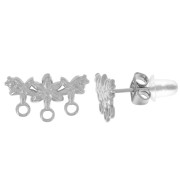8x14mm 304L stainless steel Flower earstuds 3 rows x2|raw }}