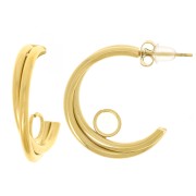 23mm 304L Stainless Steel Open hoop earrings 2 wires - with open ring - Gold x2|raw }}