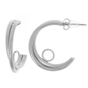 23mm 304L Stainless Steel Open hoop earrings 2 wires - with open ring x2|raw }}