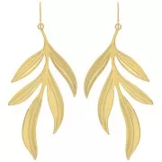 72x29mm 316L stainless steel Leaf earrings - Gold x2