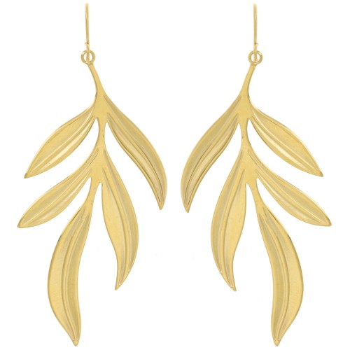 72x29mm 316L stainless steel Leaf earrings - Gold x2