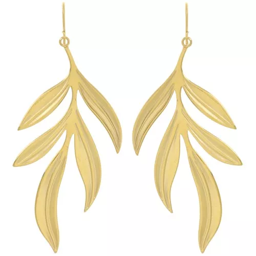 72x29mm 316L stainless steel Leaf earrings - Gold x2