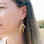 72x29mm 316L stainless steel Leaf earrings - Gold x2