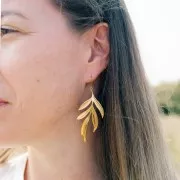 72x29mm 316L stainless steel Leaf earrings - Gold x2