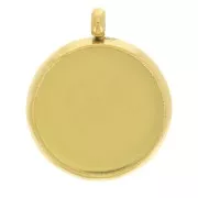 303L stainless steel Pendant setting for flat base 10mm cabochon - Gold x1