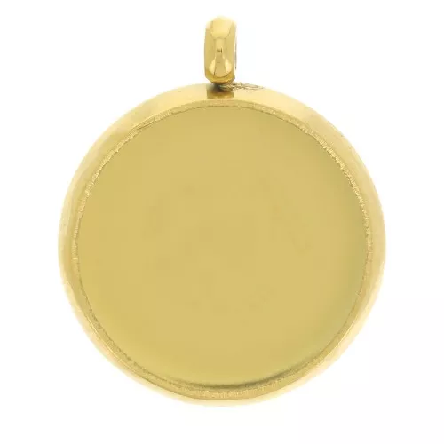 303L stainless steel Pendant setting for flat base 10mm cabochon - Gold x1
