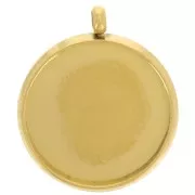 303L stainless steel Pendant setting for flat base 12mm cabochon - Gold x1